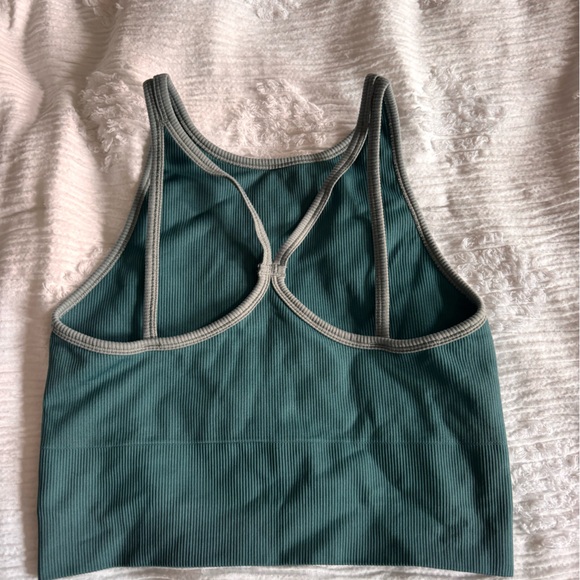 Teal Ribbed Cropped Tank - Picture 2 of 2